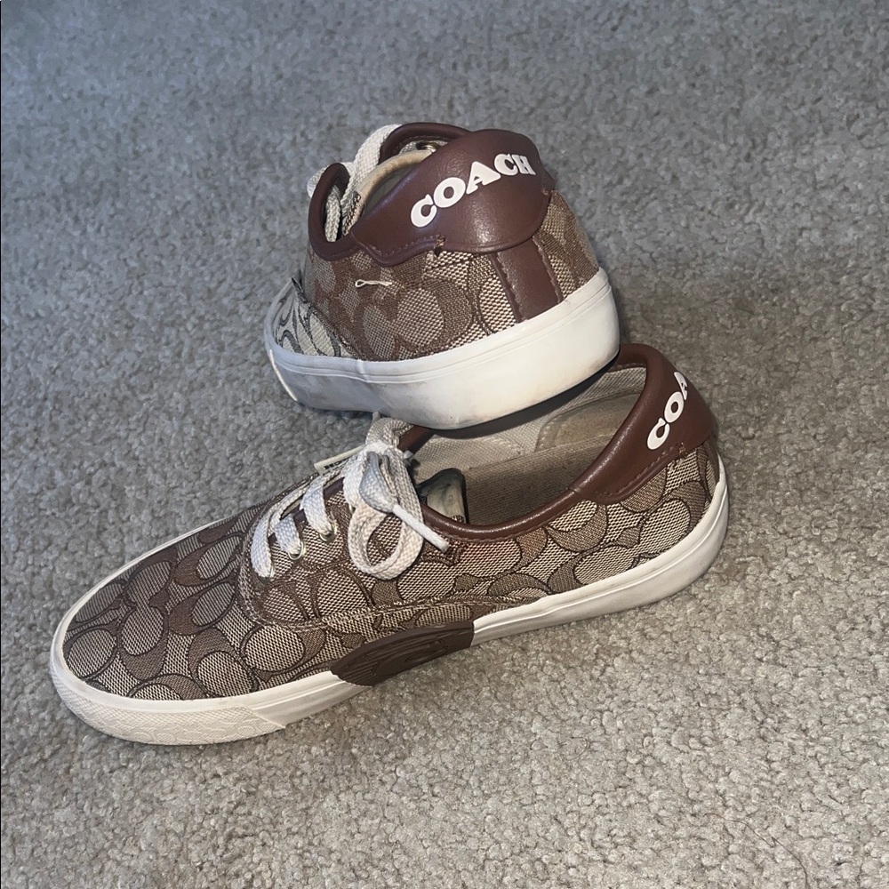 Coach Tan and Brown Monogram Sneakers